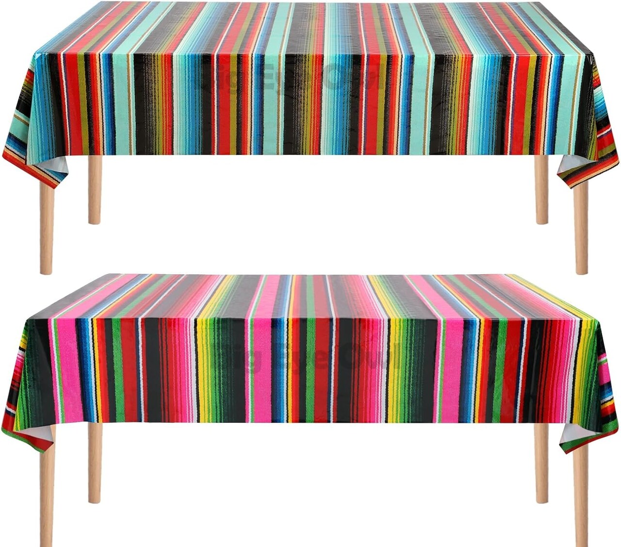 2 Pcs Mexican Fiesta Tablecloth Plastic Disposable(Mexican Stripeab(pack of 2))